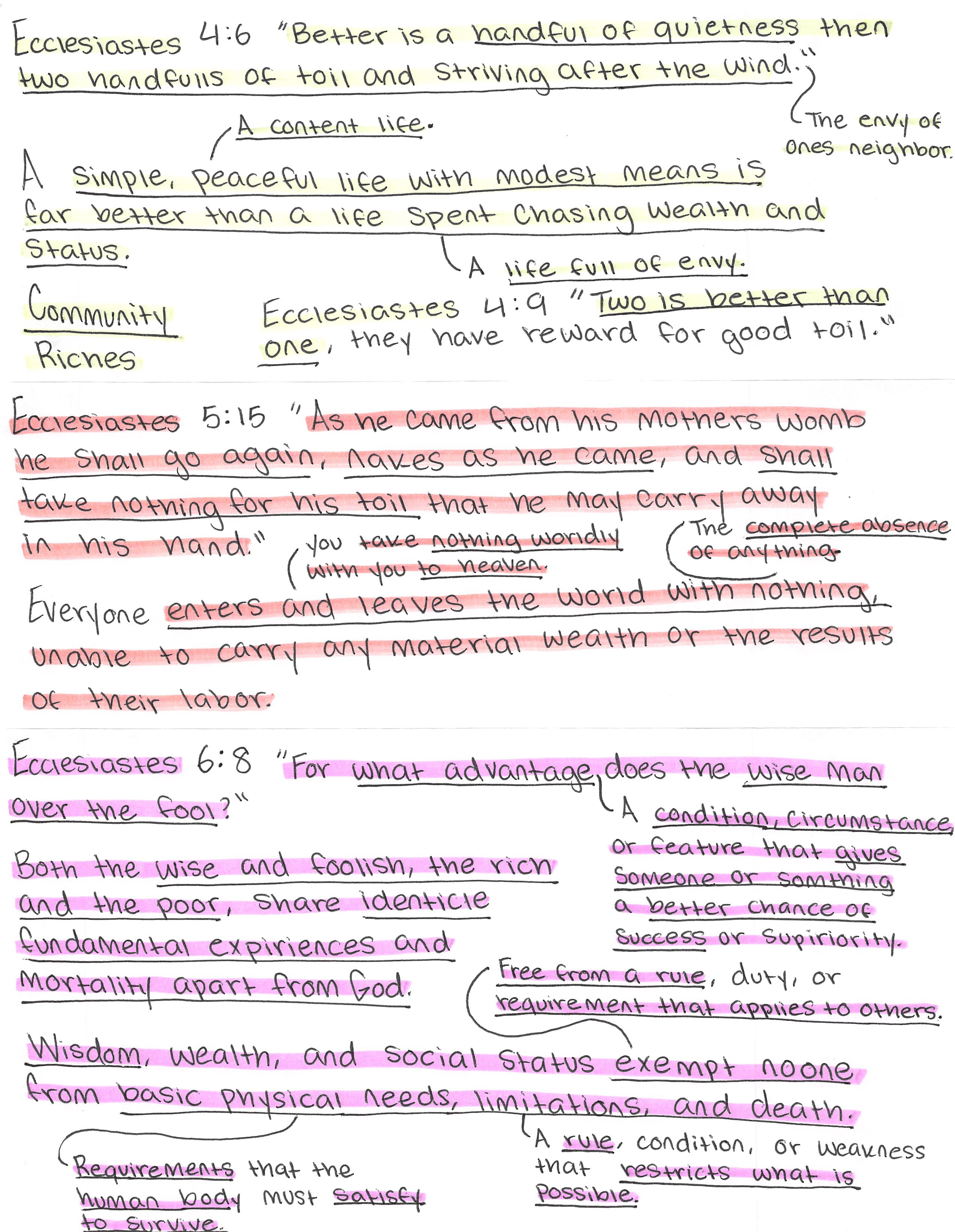 Handwritten notes on Ecclesiastes 4–6, page 3