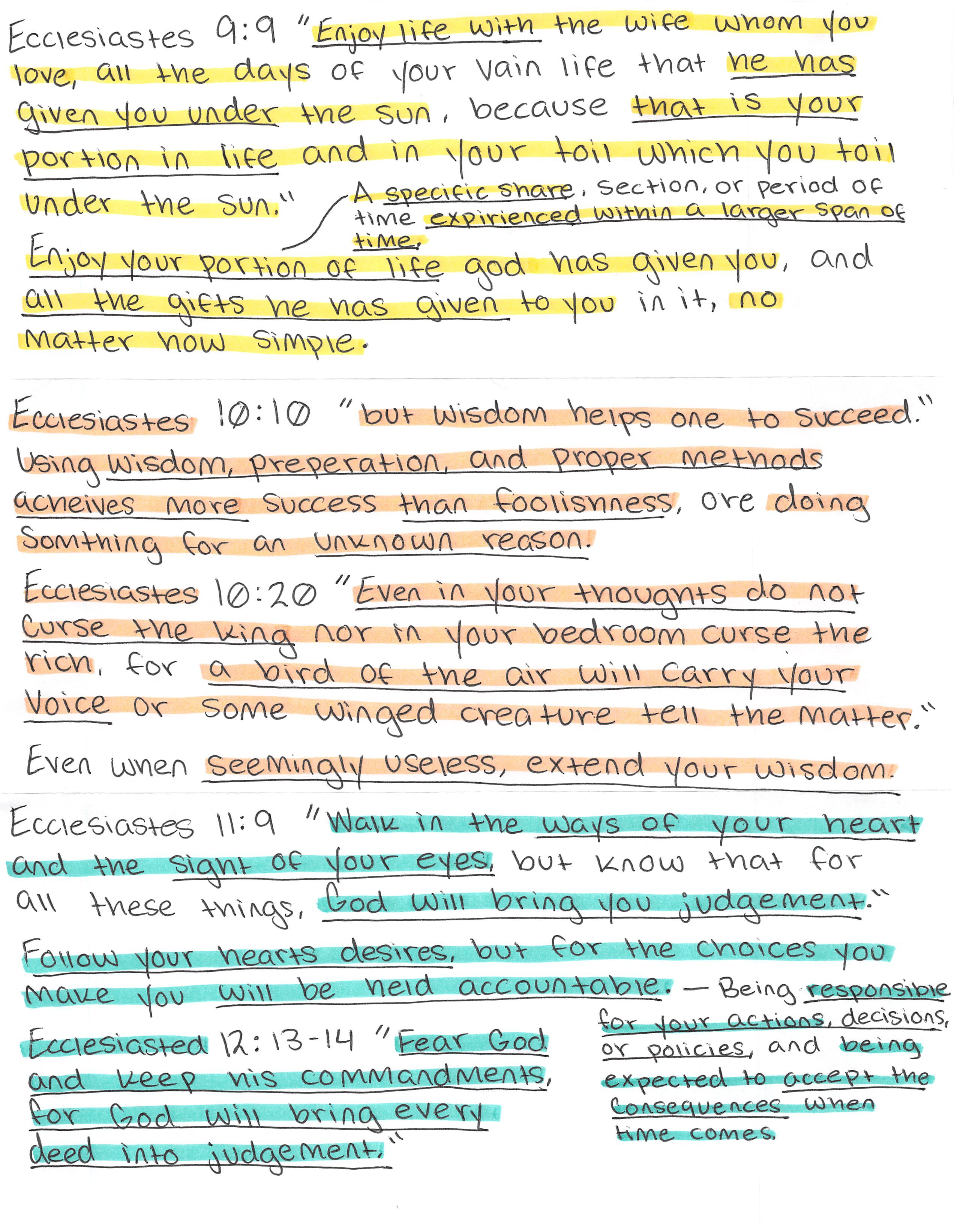 Handwritten notes on Ecclesiastes 9–12, page 4